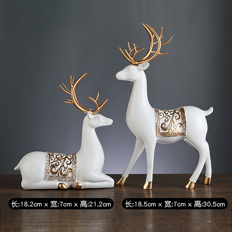 Creative light luxury home furnishings to the deer ornaments, living room entrance, TV cabinet, study room, Fu Lu accompanied by fortune deer desktop ornaments