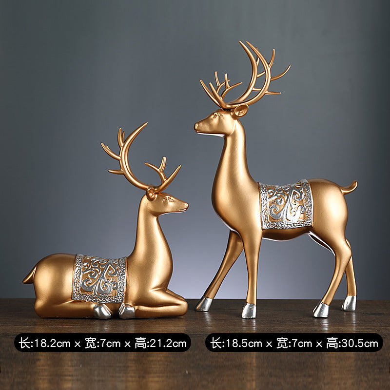 Creative light luxury home furnishings to the deer ornaments, living room entrance, TV cabinet, study room, Fu Lu accompanied by fortune deer desktop ornaments
