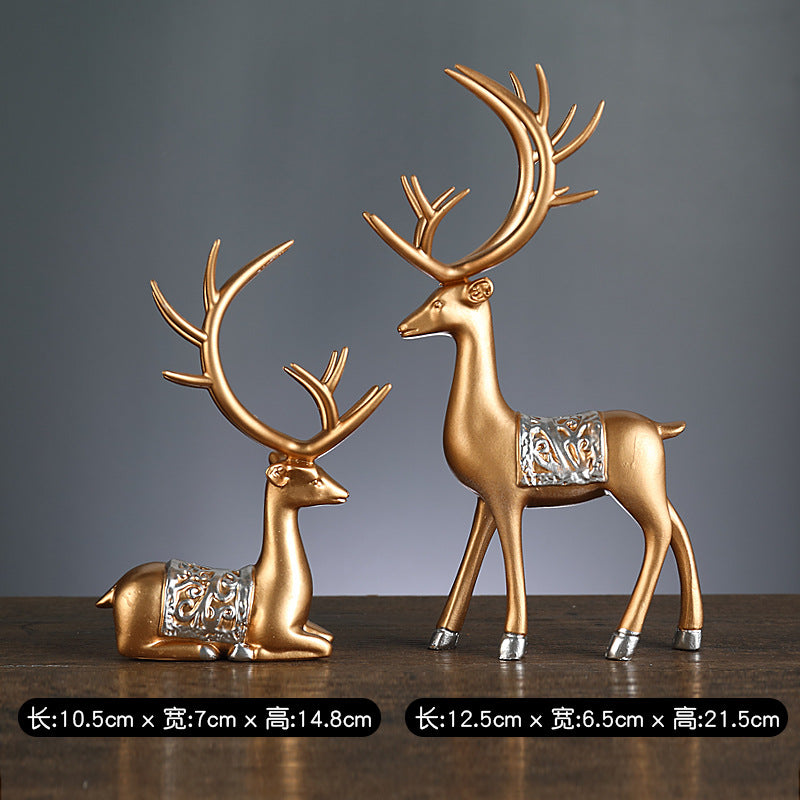 Creative light luxury home furnishings to the deer ornaments, living room entrance, TV cabinet, study room, Fu Lu accompanied by fortune deer desktop ornaments