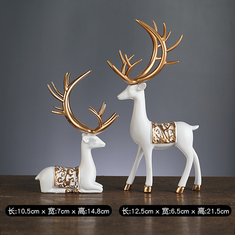 Creative light luxury home furnishings to the deer ornaments, living room entrance, TV cabinet, study room, Fu Lu accompanied by fortune deer desktop ornaments