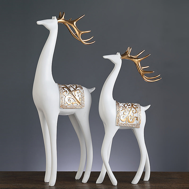 Creative light luxury home furnishings to the deer ornaments, living room entrance, TV cabinet, study room, Fu Lu accompanied by fortune deer desktop ornaments