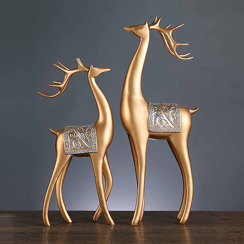 Creative light luxury home furnishings to the deer ornaments, living room entrance, TV cabinet, study room, Fu Lu accompanied by fortune deer desktop ornaments