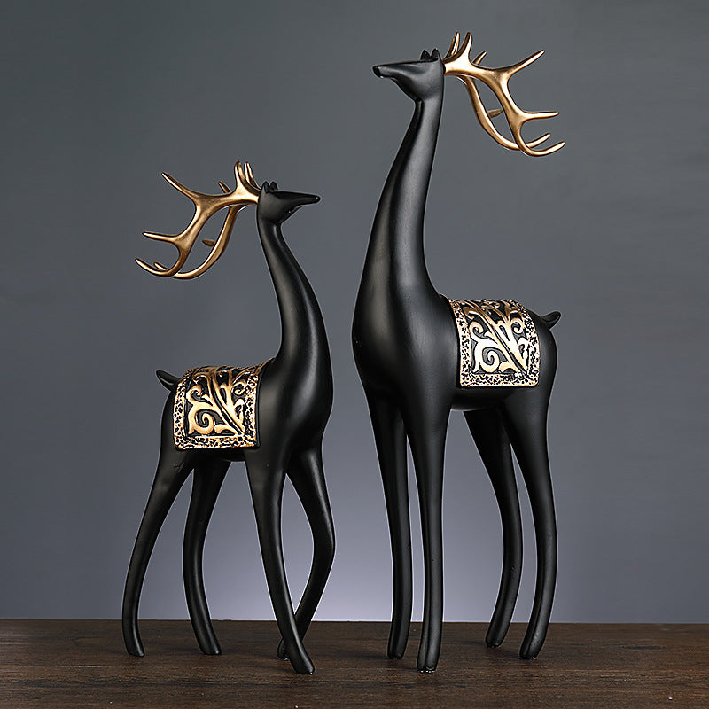 Creative light luxury home furnishings to the deer ornaments, living room entrance, TV cabinet, study room, Fu Lu accompanied by fortune deer desktop ornaments