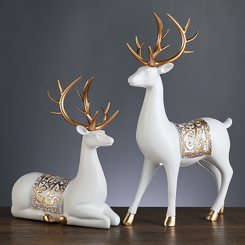 Creative light luxury home furnishings to the deer ornaments, living room entrance, TV cabinet, study room, Fu Lu accompanied by fortune deer desktop ornaments