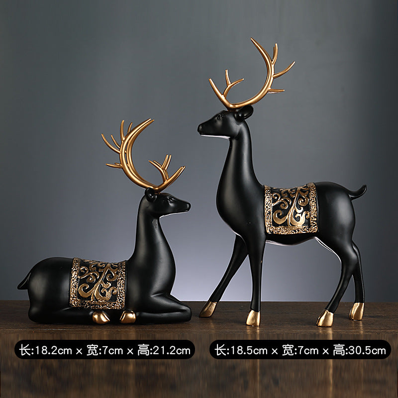 Creative light luxury home furnishings to the deer ornaments, living room entrance, TV cabinet, study room, Fu Lu accompanied by fortune deer desktop ornaments