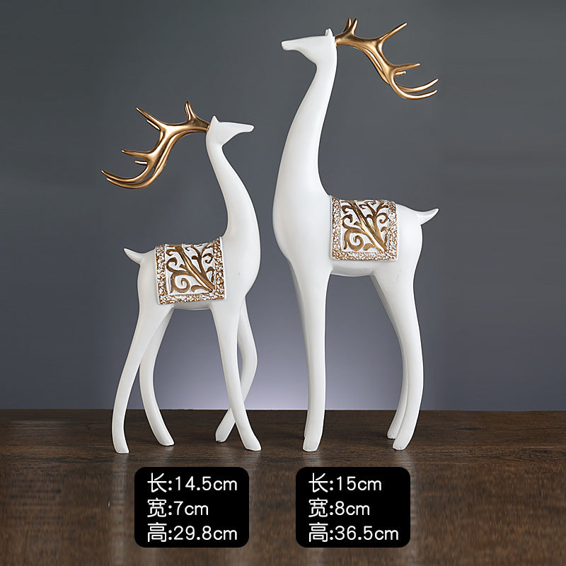 Creative light luxury home furnishings to the deer ornaments, living room entrance, TV cabinet, study room, Fu Lu accompanied by fortune deer desktop ornaments