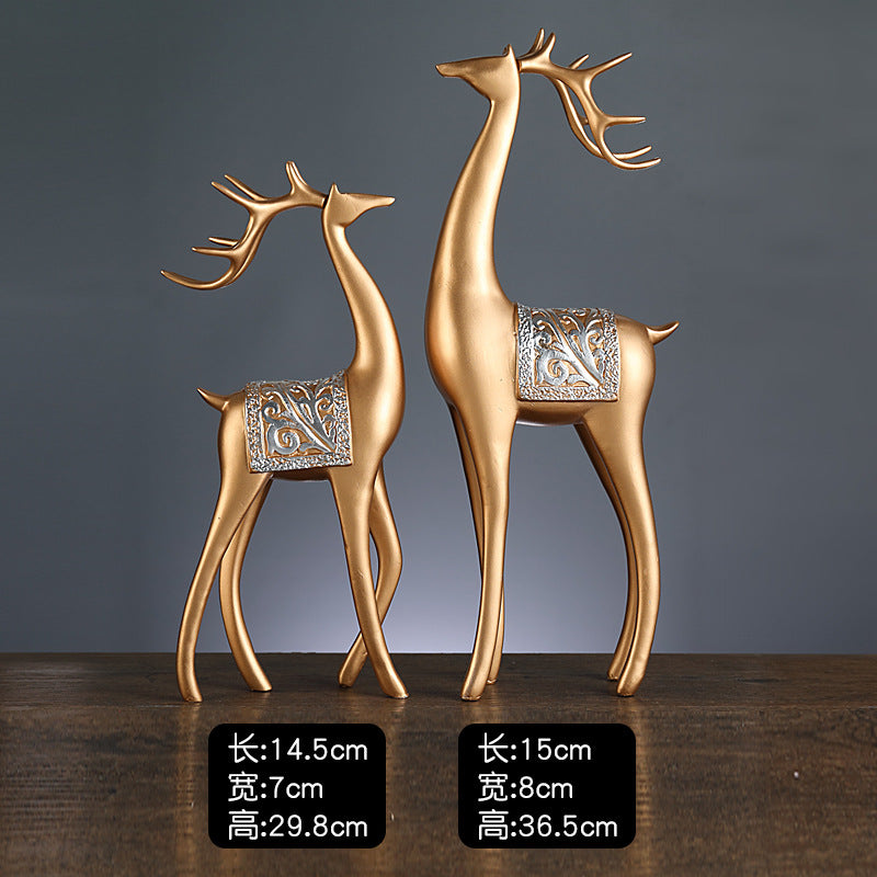 Creative light luxury home furnishings to the deer ornaments, living room entrance, TV cabinet, study room, Fu Lu accompanied by fortune deer desktop ornaments