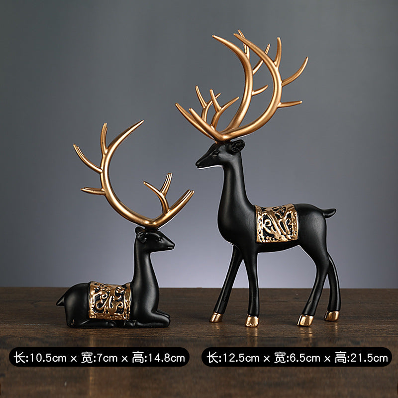 Creative light luxury home furnishings to the deer ornaments, living room entrance, TV cabinet, study room, Fu Lu accompanied by fortune deer desktop ornaments