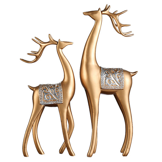 Creative light luxury home furnishings to the deer ornaments, living room entrance, TV cabinet, study room, Fu Lu accompanied by fortune deer desktop ornaments
