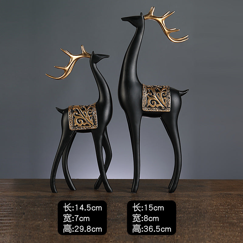 Creative light luxury home furnishings to the deer ornaments, living room entrance, TV cabinet, study room, Fu Lu accompanied by fortune deer desktop ornaments