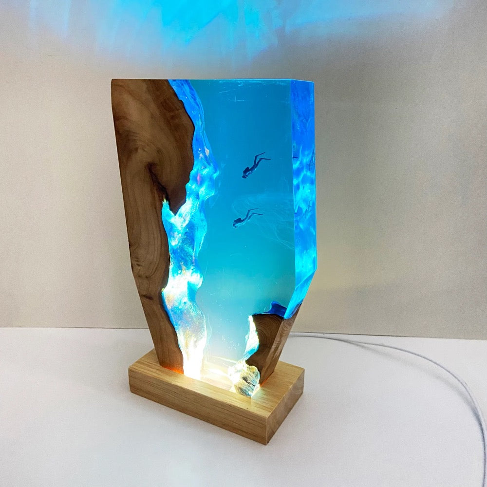 Diver Night Light, Personalized Entryway Decorations, Slightly Flawed Resin Artwork