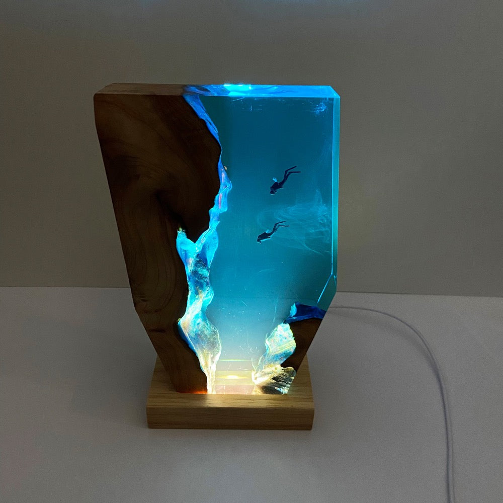 Diver Night Light, Personalized Entryway Decorations, Slightly Flawed Resin Artwork